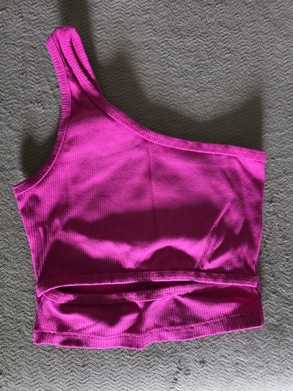 Fashion Nova One-Shoulder Ribbed Crop Top - Neon Pink